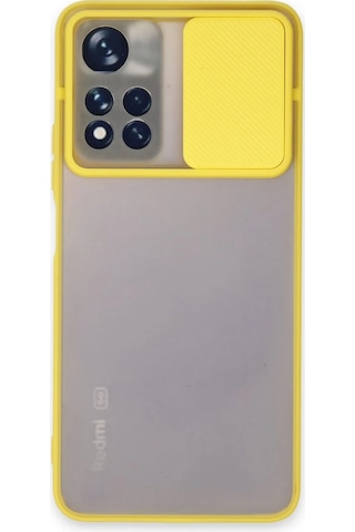 Cosmotex Newface Xiaomi Redmi Note 11t Kılıf Palm Buzlu Kamera Sürgülü Silikon - Sarı