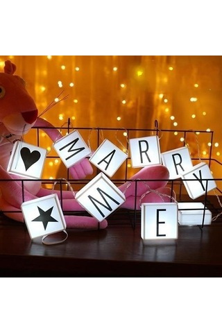 Zmc Bilişim 10lu Lightbox Işıklı Harf Mesaj Panosu Dekoratif Harf Işık Zinciri