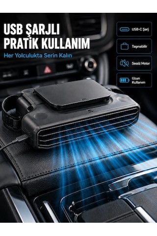 Araç Koltuk Başlığı Soğutucu Fan 5 Kademeli Hız Ayarlı Usb Şarjlı Boyun Serinletici Renkli