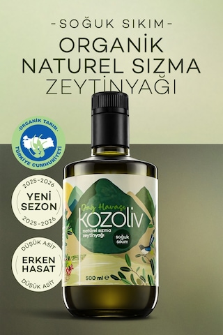 Organik Erken Hasat Soğuk Sıkım Zeytinyağı - İçimlik - Anne & Bebek & Çocuk - Dağ Havası 500ml