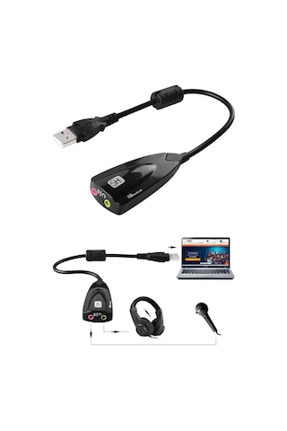 Midex K1 7.1 Mini Usb 3.5 Girişli Ses Kartı Siyah