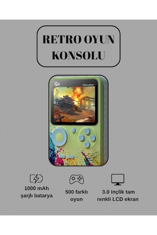 Mey İthalat G5 Game Box Retro Mini Oyun Konsolu 500 Dahili Oyun