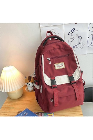 Ganzhoushop Günlük Kullanım İçin Klasik Sırt Çantası Büyük Kapasiteli Kore Tarzı Omuz Çantası Açık Hava Okul Ofis Pembe Çok Renkli