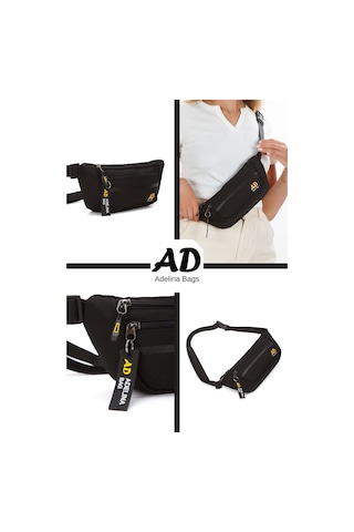 Unisex Çapraz Askılı Telefon Bölmeli Bel Ve Omuz Çantası Siyah