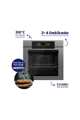 Ferre Pizzart & Fryart QEP65CPR+SC408-WFA+D088-SA - 65 CM OCAK Ankastre Set Gri