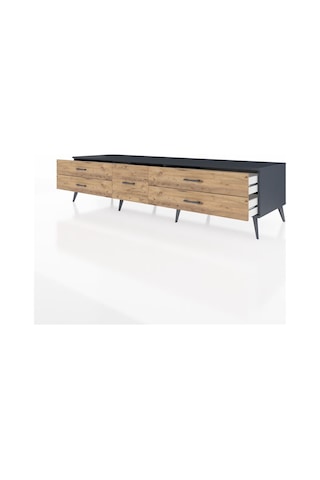 Kronos Tv Ünitesi 5 Çekmeceli 220x59x51 Antrasit-çam Atlas Çam/atlas Çam - Antrasıt