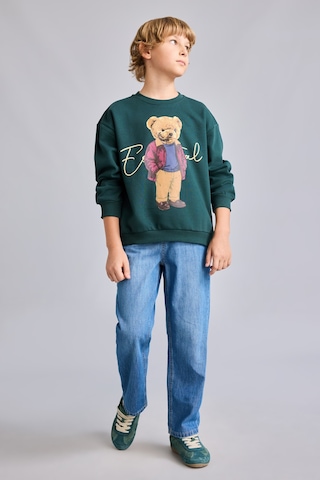 Defacto Oversize Bisiklet Yaka Ayıcık Figürlü Baskılı Uzun Kollu Sweatshirt Erkek Çocuk I3299a826wngn536 Yeşil-gn536