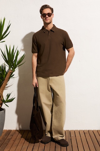 Grımelange Mınnutu Erkek Organik Pamuklu Polo Yakalı Regular Fit Kahverengi T-shirt