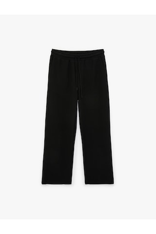 Koton Regular Fit Dokulu Cepli Pamuklu Eşofman Altı Siyah 6sam40040mk