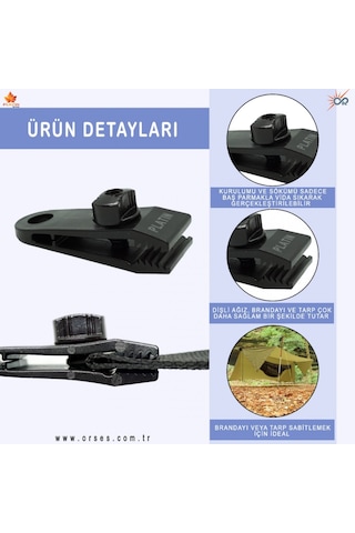 Taktikal Market 6 Adet Çoklu Kullanımlı Branda,gölgelik, Tarp Çadır İçin Yüksek K Siyah
