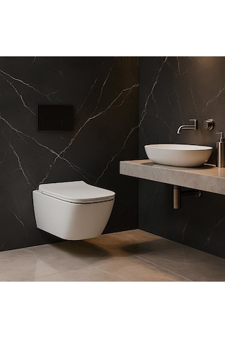 Turavit LN5610 Luna Rimout Kanalsız Asma Klozet Nkp Yavaş Kapak
