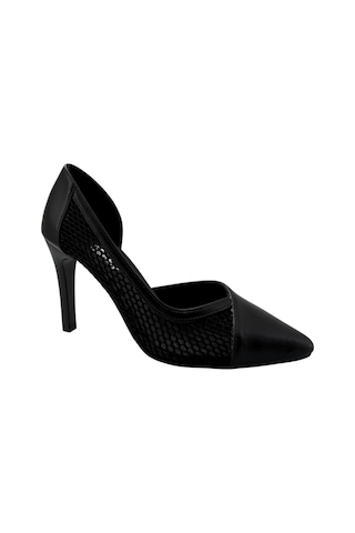 Hobby Ayakkabı Hobby 26757 Deri Stiletto Kadın Ayakkabı File Detaylı Siyah