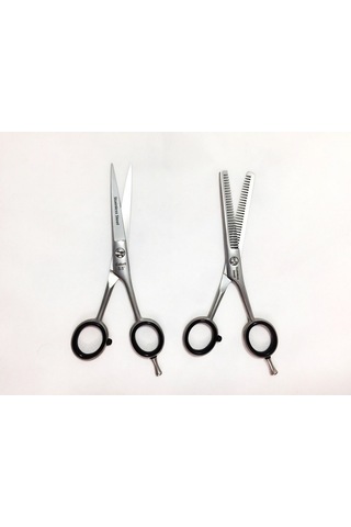 Cobalt Profesyonel Kuaför Saç Kesim, 5,5 İnç İkili Makas Seti, Kesim Makası, Çift Taraflı Efile Makası, Özel Deri Çantalı