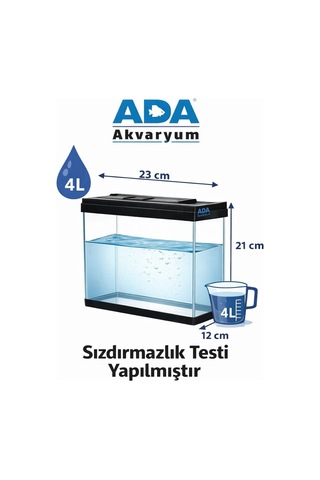 Betta Balığı Akvaryumu Siyah 23x12x21 Cm 4 Litre Arka Plan Hediyeli