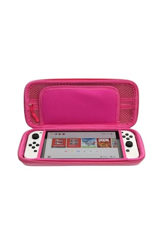 Nintendo Switch Ve Oled Uyumlu Fermuarlı Koruma Çnatası Dobe İtns-1130 3 Renk - Pembe