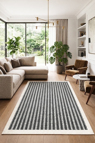Regard Makinede Yıkanabilir Kaymaz Taban Leke Tutmaz Dijital Salon Halısı Mutfak Halısı Ve Yolluk Beyaz
