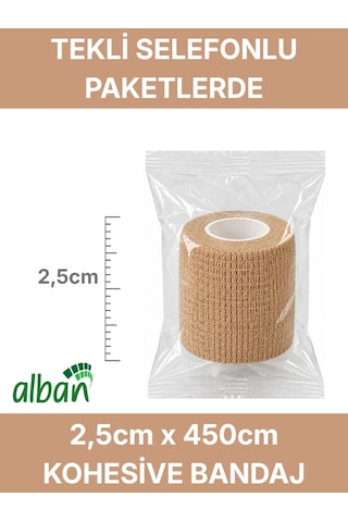 2,5cm 6'lı Set Kendinden Yapışkanlı Elastik Bandaj, Kohesiv Bandaj 2,5cm X 4.5m Spor, Bilek, Ayak Bileği, Veteriner Bandajı Kırmızı
