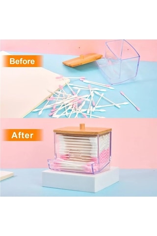 Maoyaya Çok Renkli Bambu Kapaklı Pamuklu Çubuk Tutucu, 1 Adet Çok Renkli