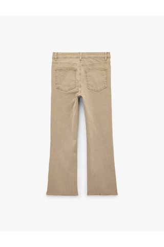 Koton Pamuklu Normal Bel Düğmeli Dar Kesim Kısa İspanyol Paça Pantolon -kick Flare Jeans Kahverengi 7wal40100mw Kahve