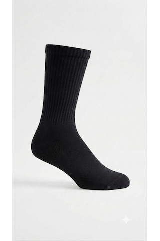 Km Collections 6 Çift Pamuklu Tenis Çorap Unisex Siyah