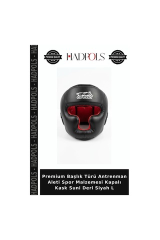 Premium Başlık Türü Antrenman Aleti Spor Malzemesi Kapalı Kask Suni Deri Siyah L