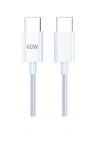 60w Örgülü Hızlı Şarj Ve Data Kablosu Beyaz Az-06ab 60w Type-c To Type-c Beyaz