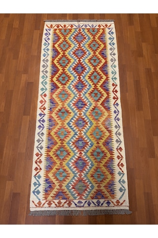 Afgan El Dokuma Yolluk Kilim 100% Yün Kök Boya Çok Renkli