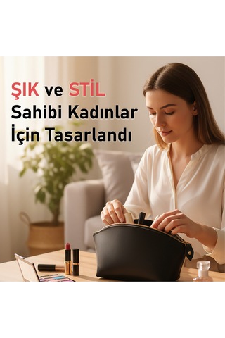 Lüks Hakiki Deri Makyaj Çantası Çok Fonksiyonlu, Şık Ve Dayanıklı Seyahat Makyaj Çantası