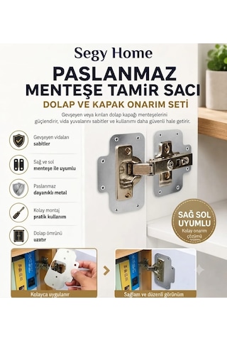 2 Adet Menteşe Tamir Seti Dolap Kapak Tamir Sacı