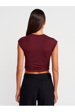 Dilvin 30899 Yanları Büzgü Detaylı Top-bordo Bordo