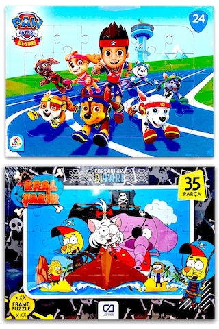 Paw Patrol Pati Devriyesi Ve Kral Şakir 2 Li Frame Puzzle/Yapbo