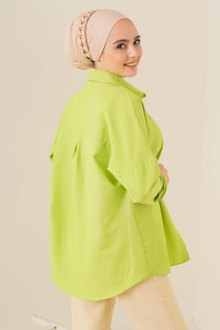 Bigdart 103901 Oversize Basic Tesettür Gömlek - G.yeşil 001