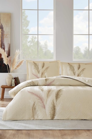 Özdilek Miscanthus Çift Kişilik Kapitone Nevresim Takımı Krem