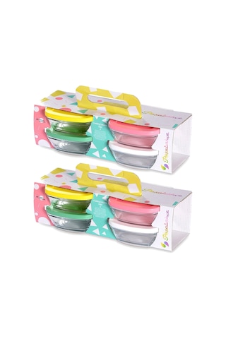 Paşabahçe Kapaklı Cam Saklama Kabı 8 Li Kahvaltılık 310cc 96840 Çok Renkli