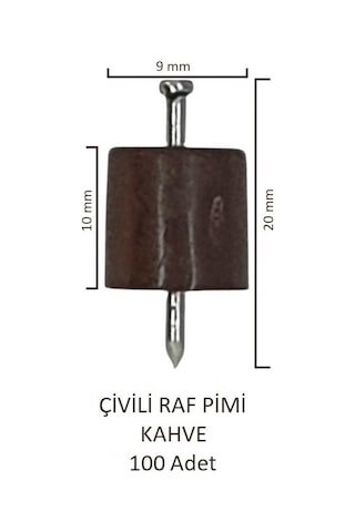 Çivili Raf Pimi Kahve 100 Adet Kahve