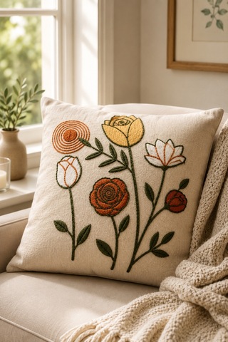 Punch Nakış Kırlent Kılıfı 2 Li 40 Cm X 40 Cm Açık Gümüş Grisi