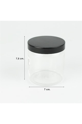 Hobbytime 772 Şeffaf Pet Kavanoz, 250 Ml. Contalı Kapaklı-34512