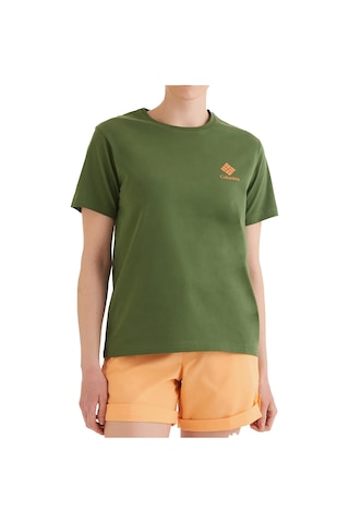 Columbia Csc Stacked Mini Gem Logo Kadın Kısa Kollu Tişört-3376 Ladin Yeşili Yeşil
