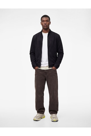 Koton Uzun Kollu Dik Yaka Cepli Fermuarlı Slim Fit Suni Süet Bomber Ceket Lacivert 6sam20026hw
