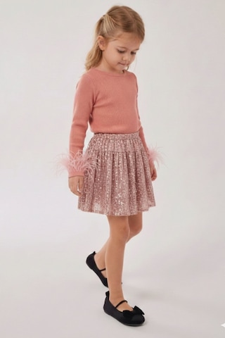 My Kids Wear Kız Çocuk Bayramlık Bordo Payet Etek Takımı 12532 Bordo