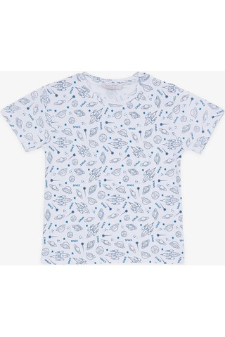 Breeze Girls & Boys Erkek Çocuk Şortlu Takım Uzay Temalı 1.5-5 Yaş, Beyaz-beyaz Beyaz