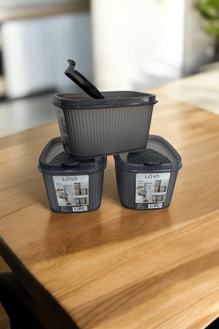 Shell Erzak Kabı 1300 Ml, Antrasit, 3'lü Set Antrasit