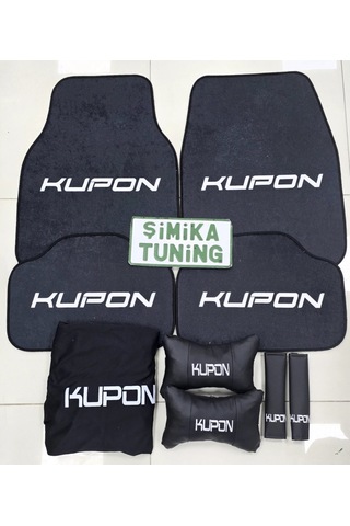 Kupon Siyah Kaymaz Taban Dekoratif Oto Halı Paspas Ve Likralı Servis Kılıfı Ön Ve Arka 4parça Takım 1 Takım