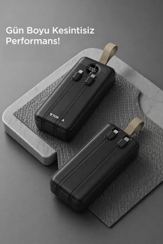 Özel Üretim Powerbank Trm1035 Siyah 30.000 Mah Hızlı Dolum Göstergeli Batarya Çok Renkli