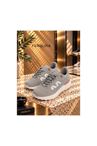 Derikaya Kadın Gri Bağcıklı Düz Taban Rahat Günlük Sneaker Ayakkabı
