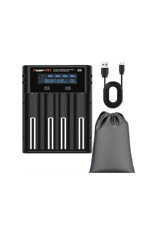 Honeybeeshop Powerkan D4 4 Yuvalı Lcd Ekranlı Usb Bağlantılı Evrensel Pil Şarj Cihazı Lityum Ni-mh Piller İçin