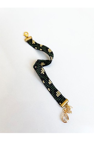 Nevoaccessory Haki Leopar Desenli Miyuki Bileklik Haki