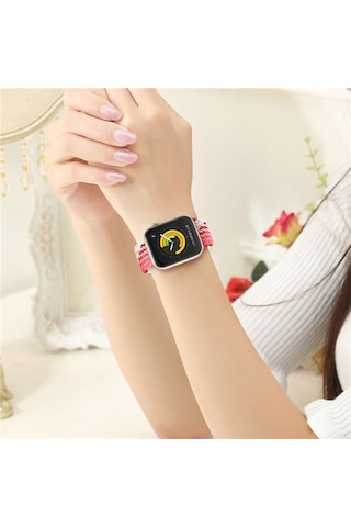 Wozlo Apple Uyumlu Watch 1 2 3 4 5 6 7 8 Se Ultra Solo Loop Esnek Örgü Tokalı Kordon 38/40/41mm - Siyah