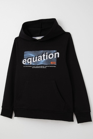 Breeze Erkek Çocuk Sweatshirt Yazı Baskılı Kanguru Cepli Kapüşonlu 8-14 Yaş, Siyah Siyah