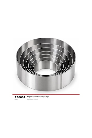 Fida Pasta Çemberi Yuvarlak Argon 1,2mm Yükseklik 10 Cm - 10 Adet Ø6 Cm Inox